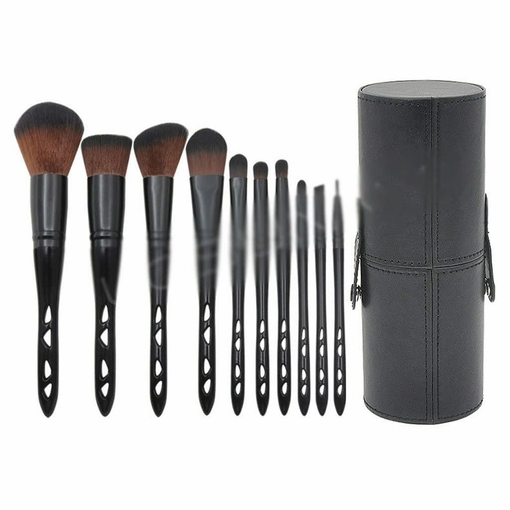 10 Pieces Of Porous Makeup Brush Set, Black Barreled Eye Makeup Tools(As shown in the figure,D)