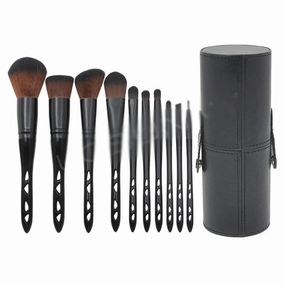 10 Pieces Of Porous Makeup Brush Set, Black Barreled Eye Makeup Tools(As shown in the figure,D)