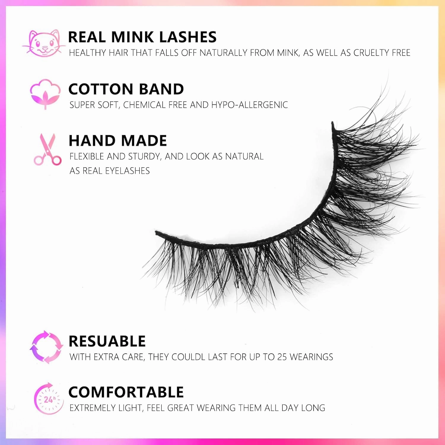 15mm Natural Lashes, 3D Real Mink Eyelashes, 3 Pairs Short Wispy False Lashes, Handmade Natural Look Lashes, Soft Reusable Non-Irritating Fake Eye Lashes, Cruelty Free (Super Natural)