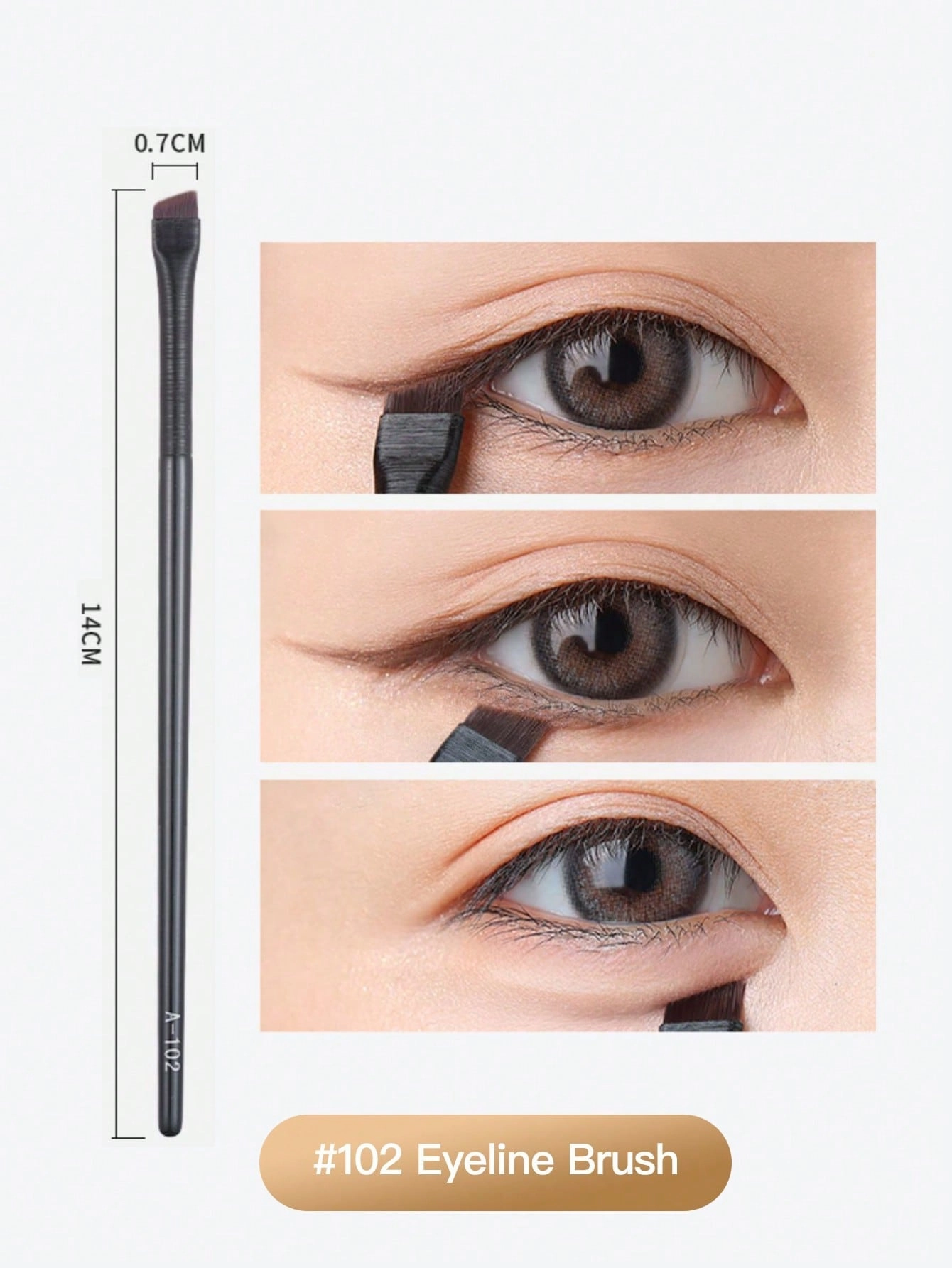1pc Eyeliner Brush Set Including Moon-Shape Eyeliner Brush, Tapered Blending Brush, Highlighter Brush, Detail Brush And Extremely Thin Eyeliner Brush