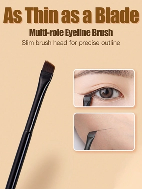 1pc Eyeliner Brush Set Including Moon-Shape Eyeliner Brush, Tapered Blending Brush, Highlighter Brush, Detail Brush And Extremely Thin Eyeliner Brush