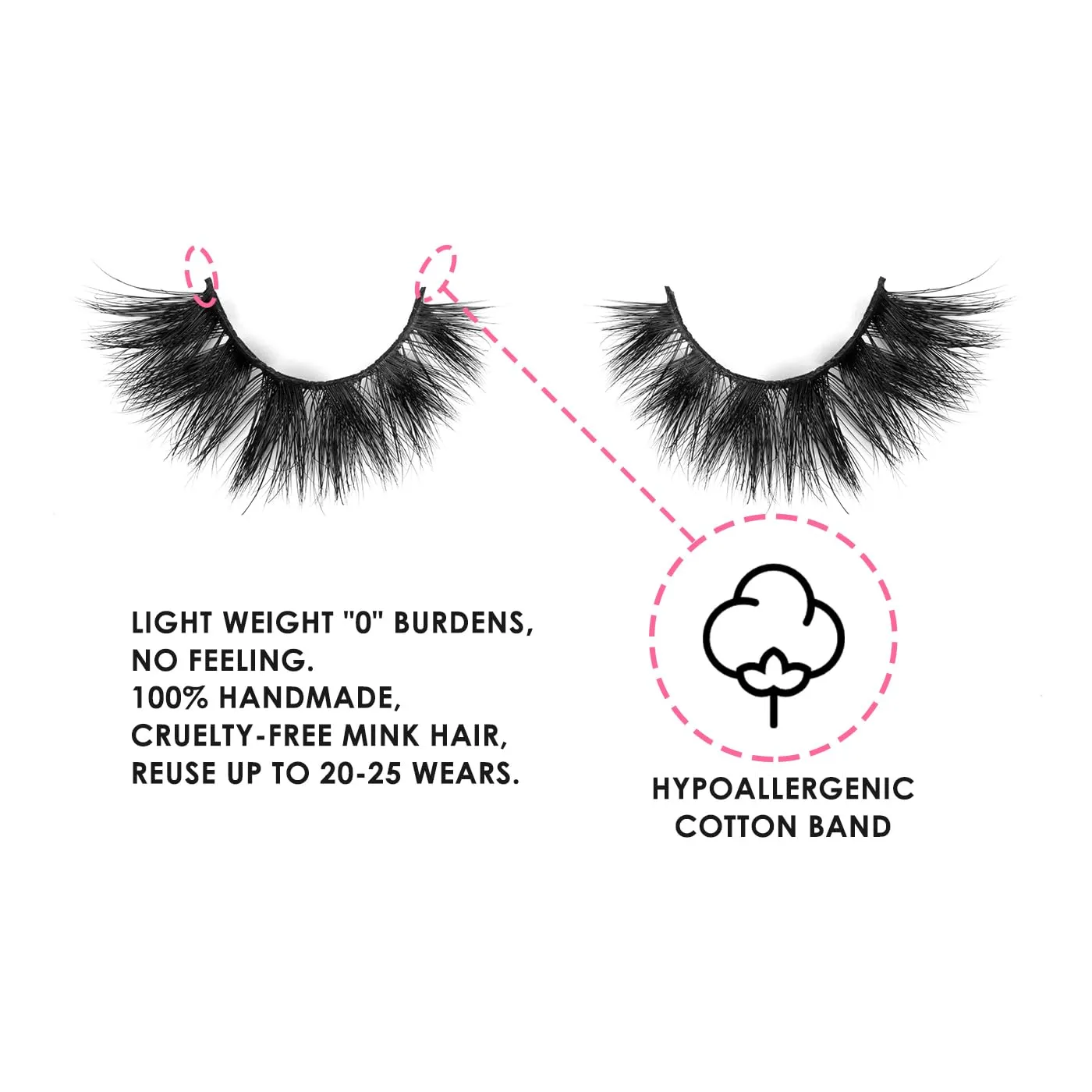 20mm Mink Lashes, 3D Real Mink Eyelashes, 3 Pairs Cat Eye Lashes, Fluffy Dramatic False Eyelashes, 6D Long Thick Luxury Volume Strip Lash, Soft Reusable Non-Irritating Fake Lash (Halo)
