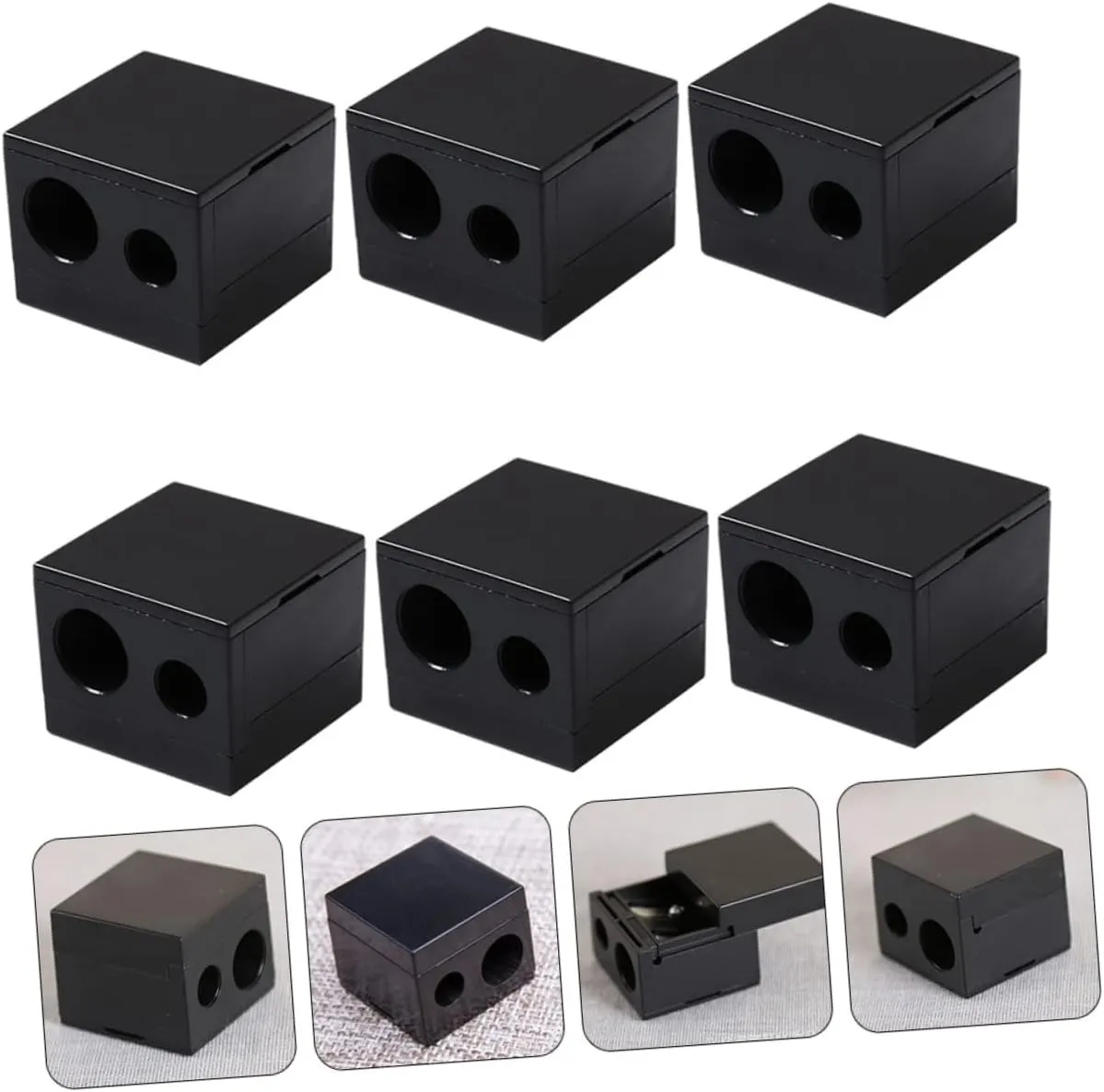 4sets Dual Hole Pencil Sharpener for Bulk Makeup Pencils Brow Tool for Shaping Eyebrow Liner Cosmetic Tool 6pcs*4