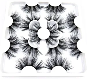 5/7Pairs 25mm Soft Fluffy 3D Mink False Eyelashes Dramatic Long Wispies Lash Extension Natural Volume Beauty Handmade Eye Makeup (Color : 8D007 25mm)