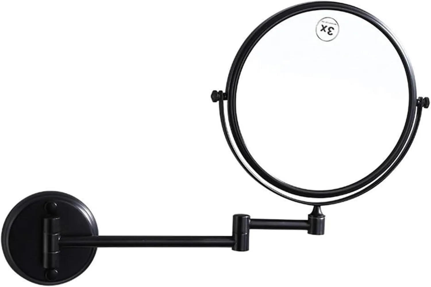 8-Inch Wall-Mounted Makeup Mirror, Double-Sided 3X Magnification, 360° Rotation, Telescopic Folding Beauty Mirror for Bathroom and Bedroom