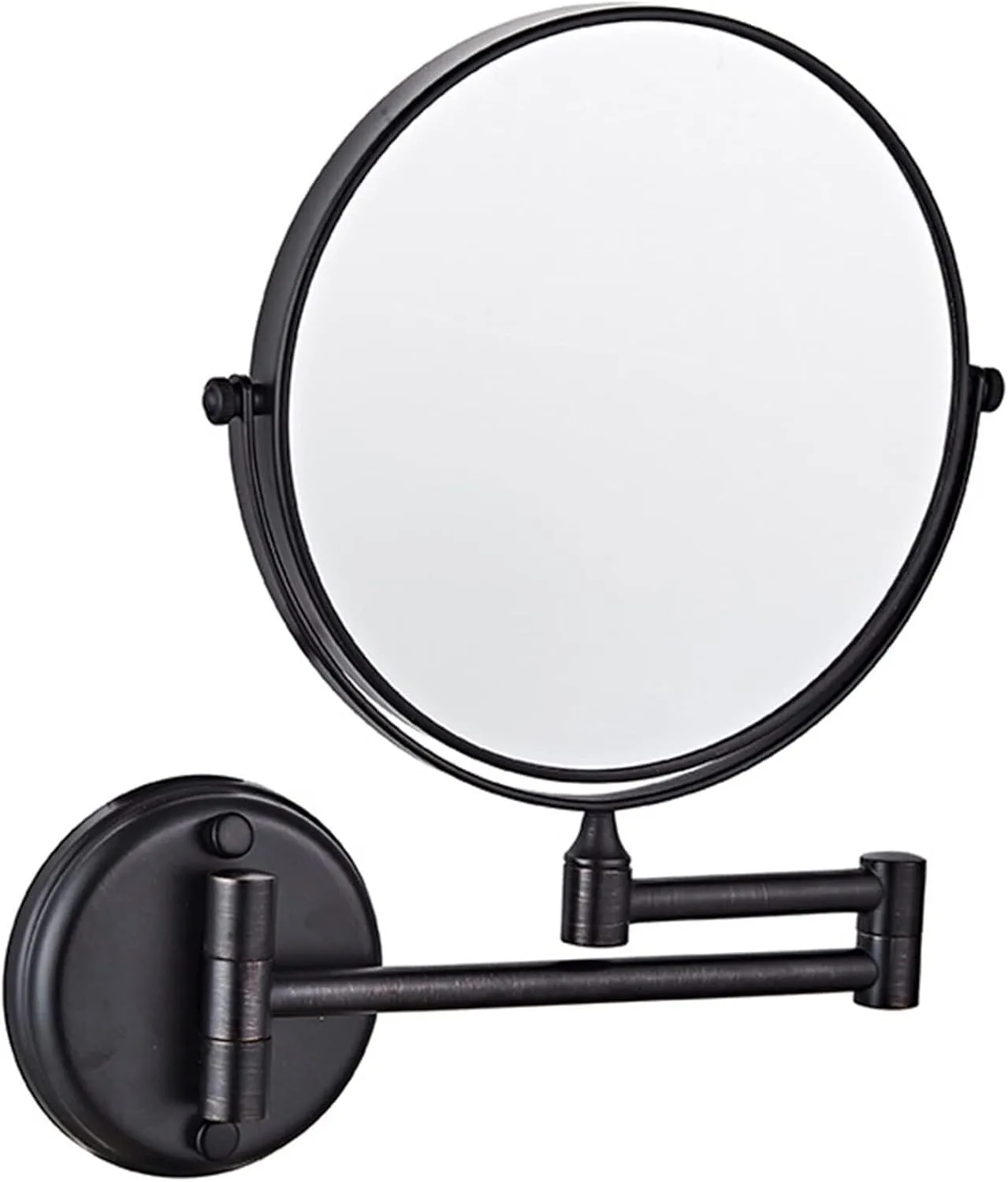 8 Inch Wall Mounted Makeup Mirror, Double-Sided Brass Vanity Mirror with 10X Magnification, 360° Swivel Adjustable, Gold HD Shaving Mirror(Black,5X)