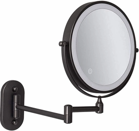 8 Inch Rechargeable Wall Mounted Lighted Makeup Vanity Mirror with 3 Color Lights, Double Sides 1X/5X Magnifying Bathroom Makeup Mirror, Touch Screen Dimming 360° Shaving Mirror