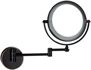 8" Wall Mounted Makeup Mirror with LED Lights, Touch Screen, 7X Magnification, 360° Swivel, Extendable Arm, Plug Operated (Rose Gold)(Matte Black,3X)