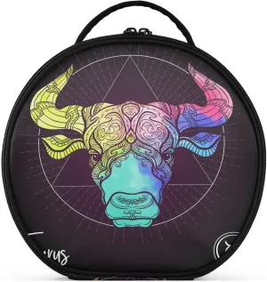 ALAZA Taurus Bull Ox Zodiac Sign Multicolor on Black Portable Cosmetic Bag Large Capacity Makeup Bags