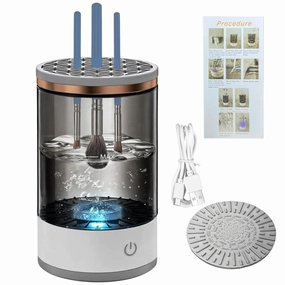 Beauty Brush Cleaner Machine, Usb Rechargeable, One-Touch Cleaning And Drying, Portable, Black
