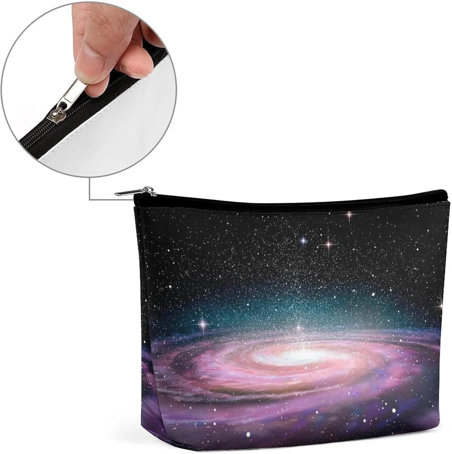 Black Makeup Bag for Women Wide-Open Cosmetic Bag Travel Cosmetic Tote Bag Vast Cosmic Toiletry Bag for Toiletry Bag Toiletries Accessories