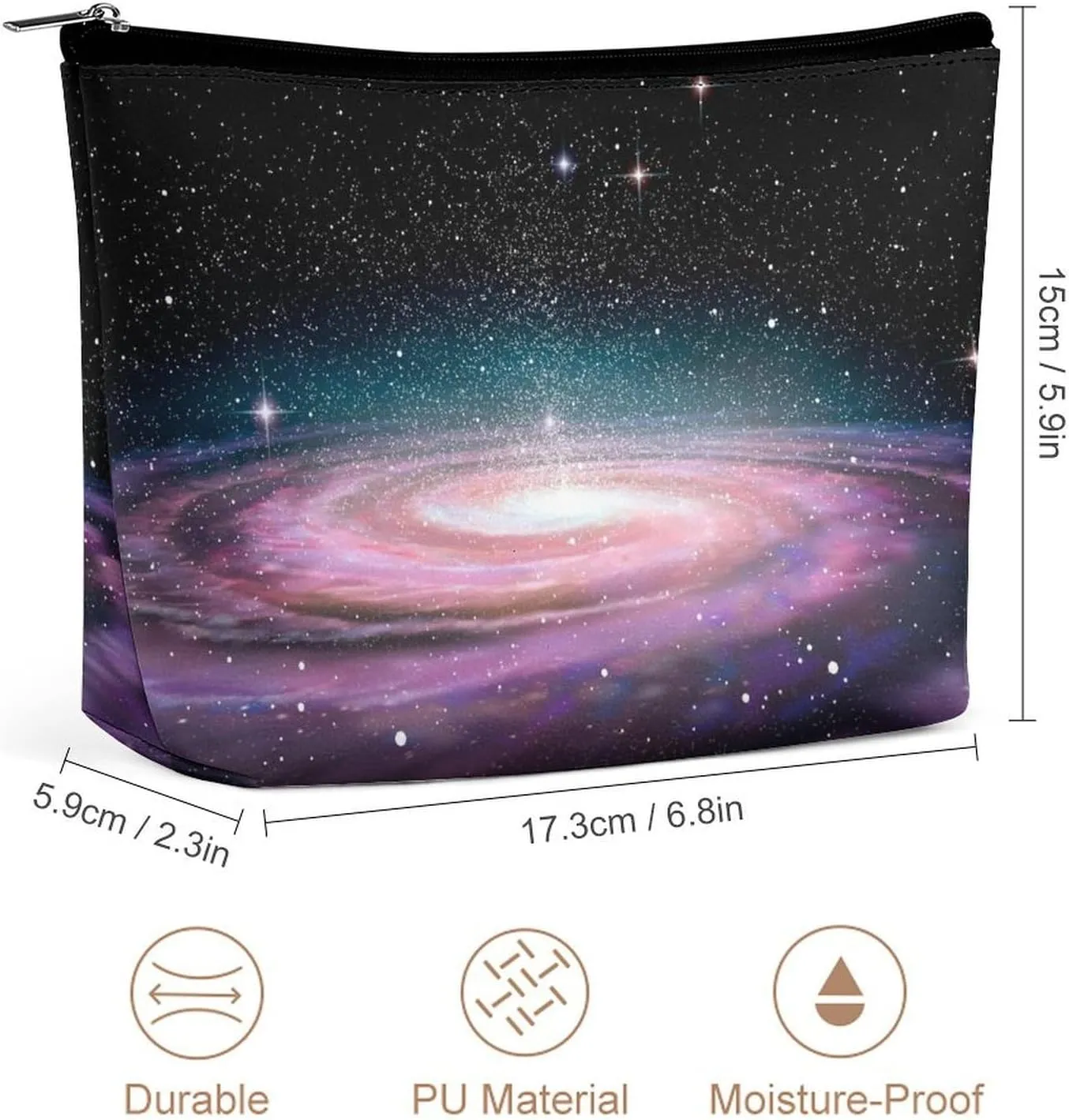 Black Makeup Bag for Women Wide-Open Cosmetic Bag Travel Cosmetic Tote Bag Vast Cosmic Toiletry Bag for Toiletry Bag Toiletries Accessories