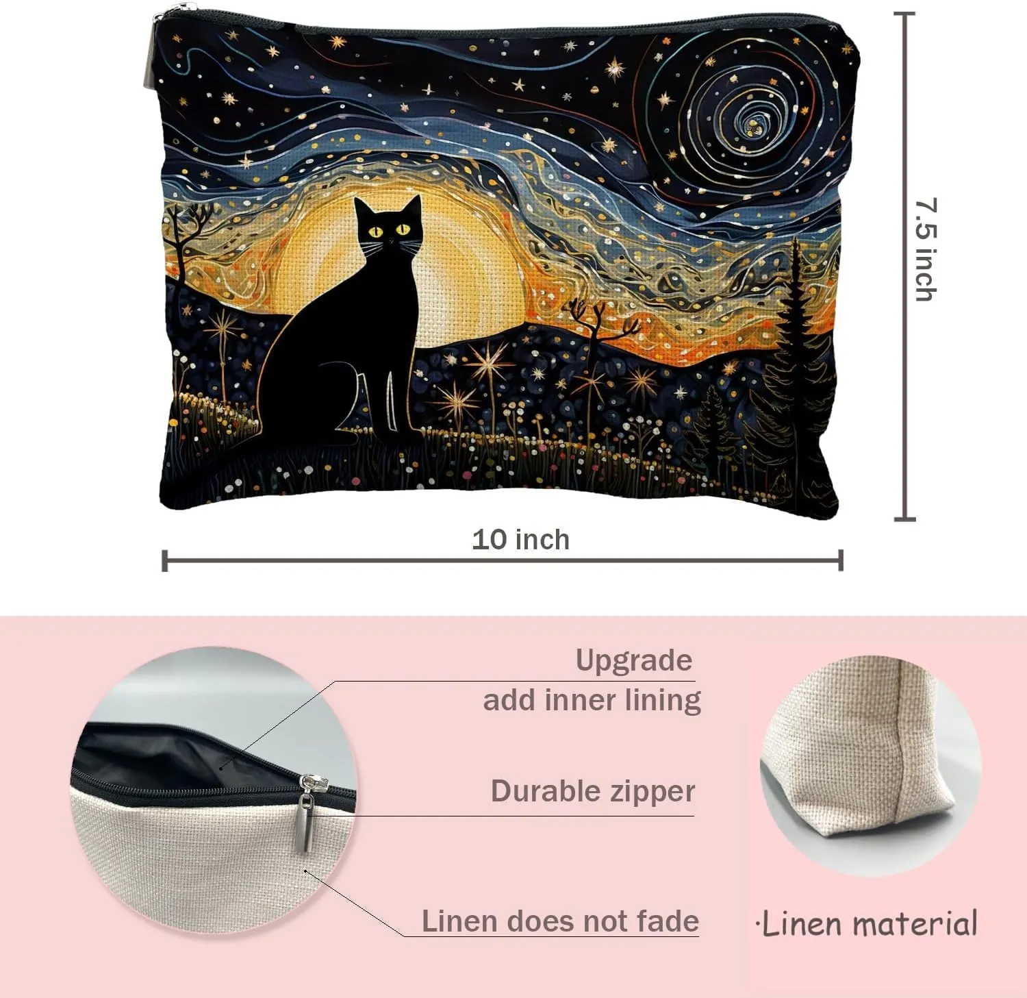 cat lover gifts for women,Cat makeup bag,cat gifts,Cat cosmetic bag,cat gifts for cat lovers,cat gifts for women,cat mom gifts,cat gifts for women girls (star cat)