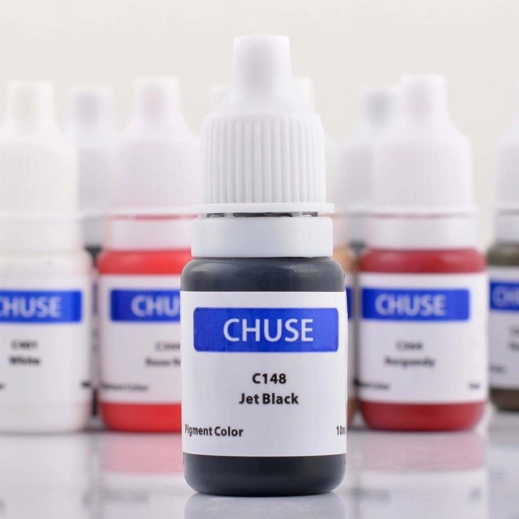 CHUSE Microblading Ink Permanent Makeup Pigment 0.35oz/10ml Eyebrow Ink Microblading Pigment for Eyebrow Eyeliner (C148 Jet Black)