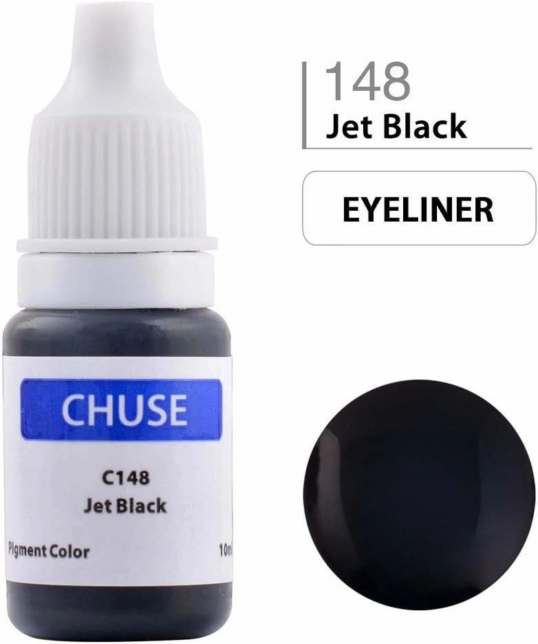 CHUSE Microblading Ink Permanent Makeup Pigment 0.35oz/10ml Eyebrow Ink Microblading Pigment for Eyebrow Eyeliner (C148 Jet Black)