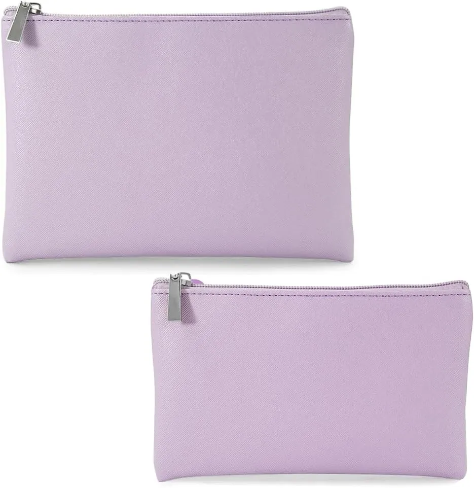 Cosmetic Bag Set, Small Makeup Pouch for Women Girls, Versatile Pouch for Cosmetics, Makeup Brushes, Daily Essentials, Purple