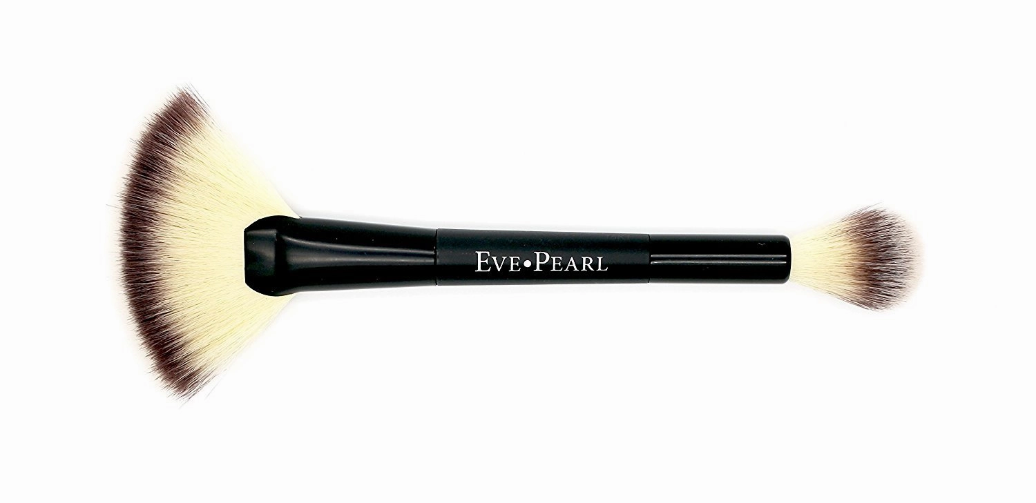 EVE PEARL Dual Brush Crease Blender Fan Highlighter Blush Contour Hypoallergenic Synthetic Easy Control And Blend Makeup Brushes (204 Fan Highlighter)