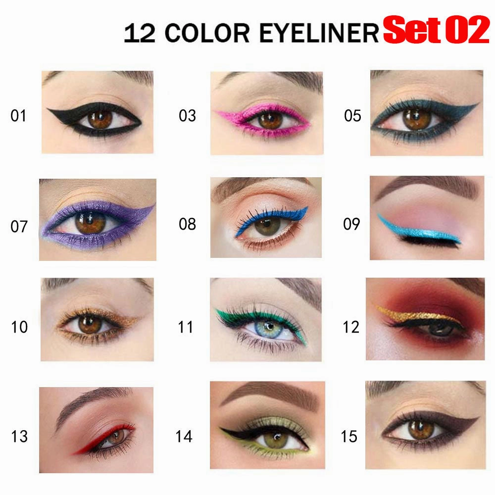 evpct 12 Colors Matte Eyeliner Pencils Pens Set with a Sharpener,Bright Light Blue Red Purple Green Black Colored Colorful Eyeliner Pencils Sets, Pearl Metallic Glitter Eyeliner Pencil Kit(Set02)