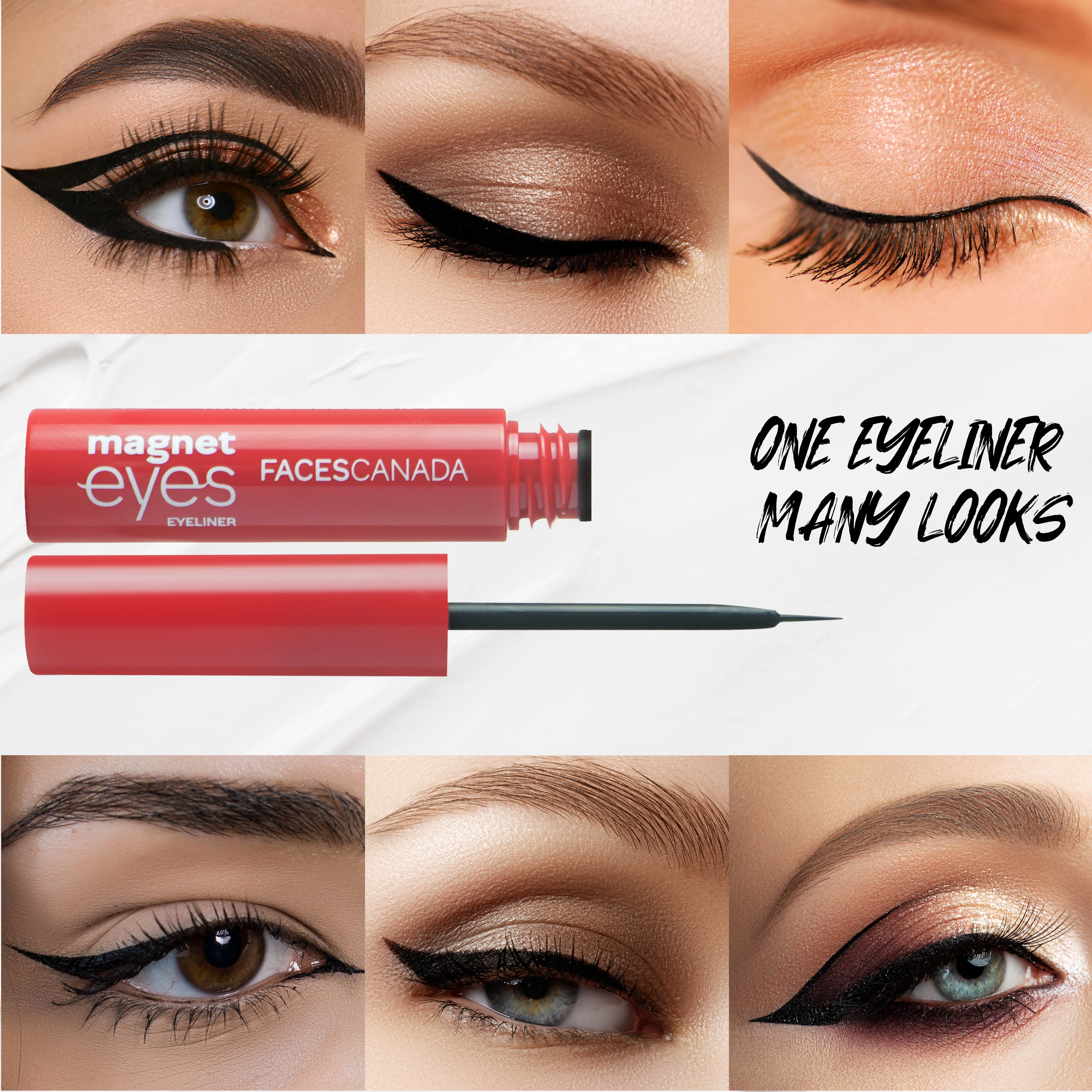FACES CANADA Magneteyes Eyeliner - Black, 3.5ml | Intense Color | Quick Drying | 24HR Long Lasting | Fine Tip Precision | Almond Oil Enriched | Waterproof | Smudgeproof