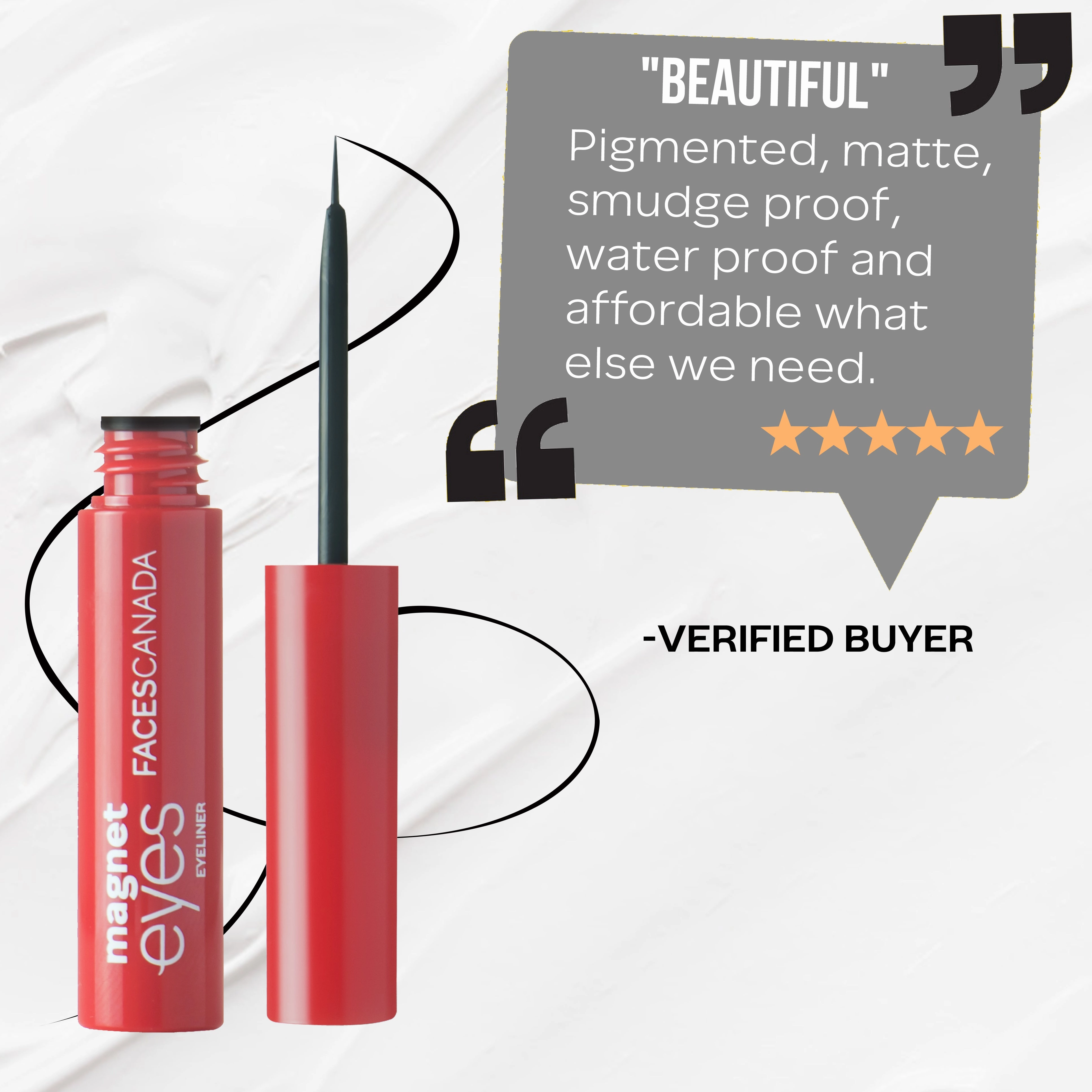 FACES CANADA Magneteyes Eyeliner - Black, 3.5ml | Intense Color | Quick Drying | 24HR Long Lasting | Fine Tip Precision | Almond Oil Enriched | Waterproof | Smudgeproof