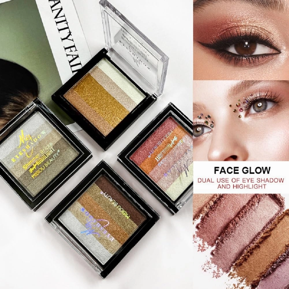 Five - color striped non-faint eye shadow five - color pearl high - light sparkle color eye shadow plate (1)