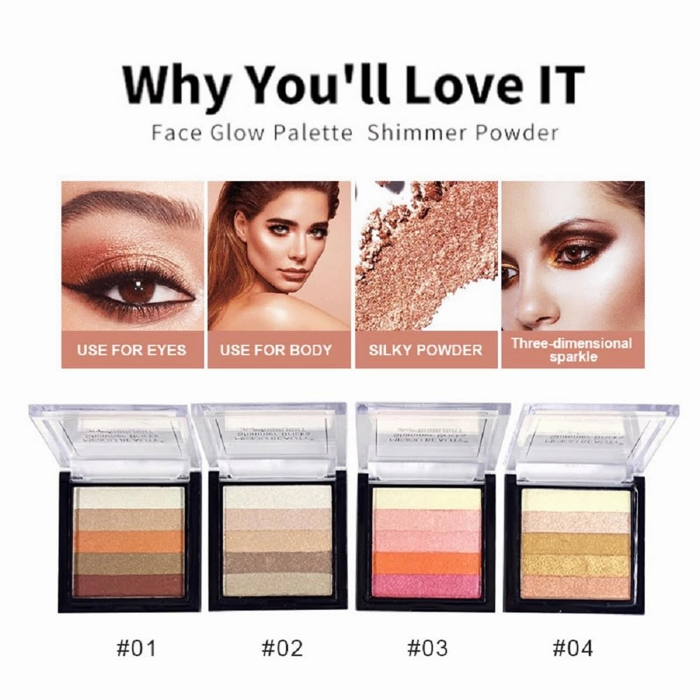 Five - color striped non-faint eye shadow five - color pearl high - light sparkle color eye shadow plate (1)