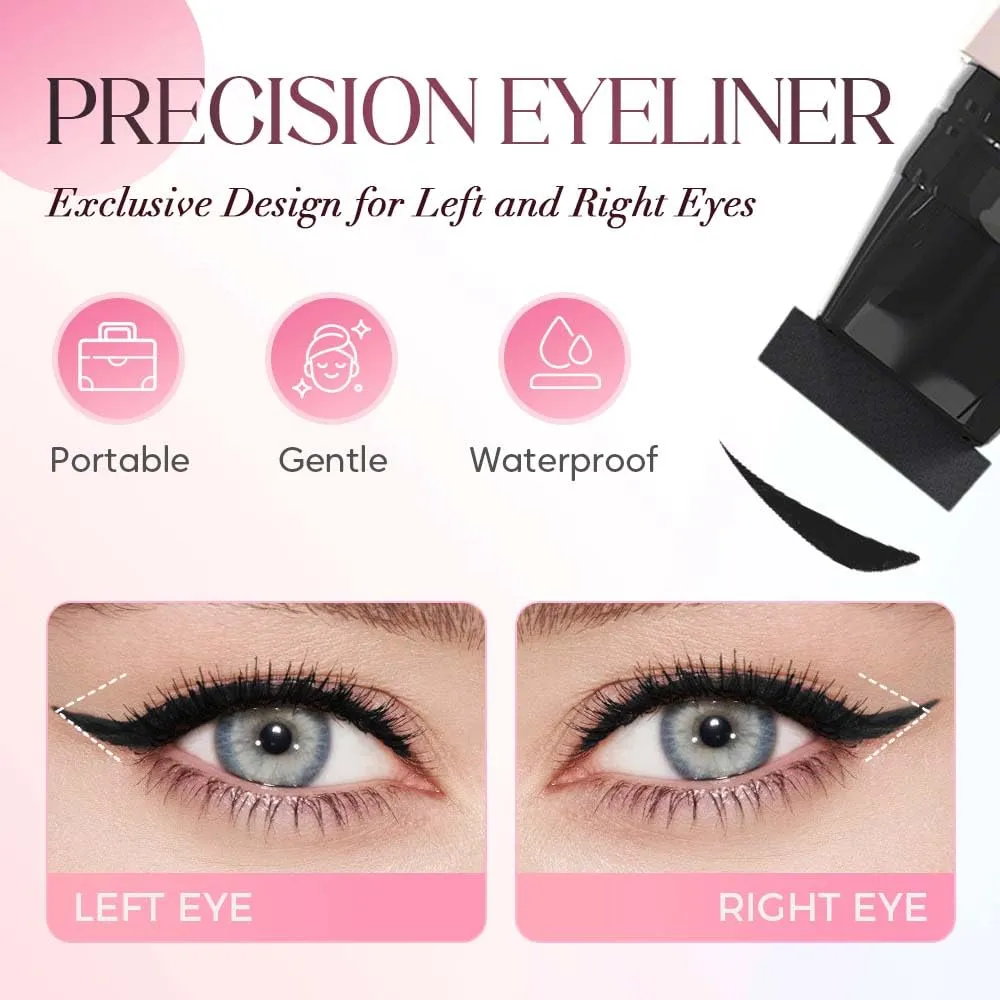 Gel Eyeliner Pencil Set, 2025 New Foldable Eyeliner Stamp for Perfect Wings, Waterproof Eyeliners Tool, Smudge Proof Eyeliners Pen for Beginners (2pcs Black)