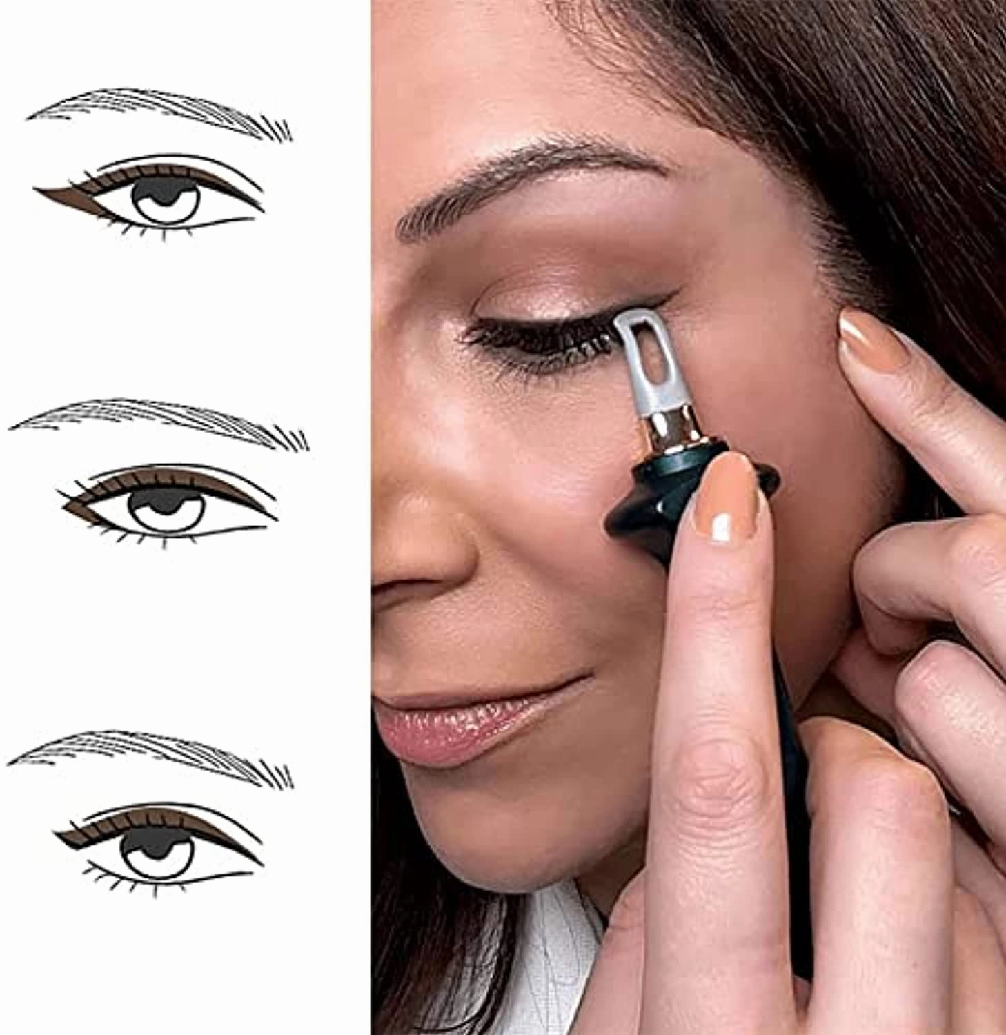 Guide Beauty Eyeliner Applicator, Eyeliner Guide with Eyeliner Cream (Black) and 50 Cotton Swab, Anti-shake Easy to Hold Handle Waterproof Transfer Resistant Guide Wand Eyeliner Tool