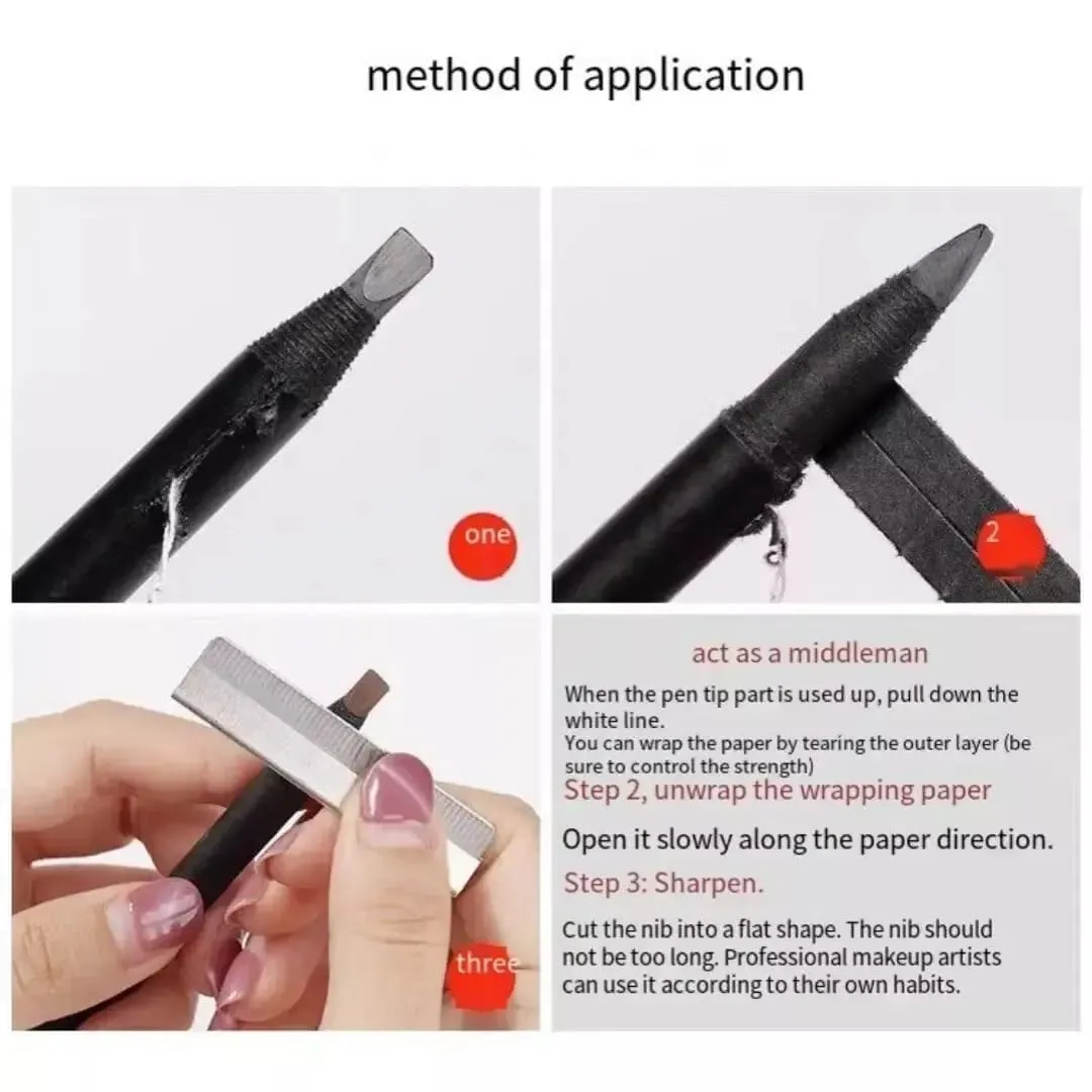 Haozhuang Eyebrow Pencil, 2PCS Haozhuang Pull Eyebrow Pencil, Haozhuang Waterproof Long Lasting Eyebrow Pencil, Haozhuang Microblading Eyebrow Pen, Haozhuang Make Up Eyebrow Pen (Black)