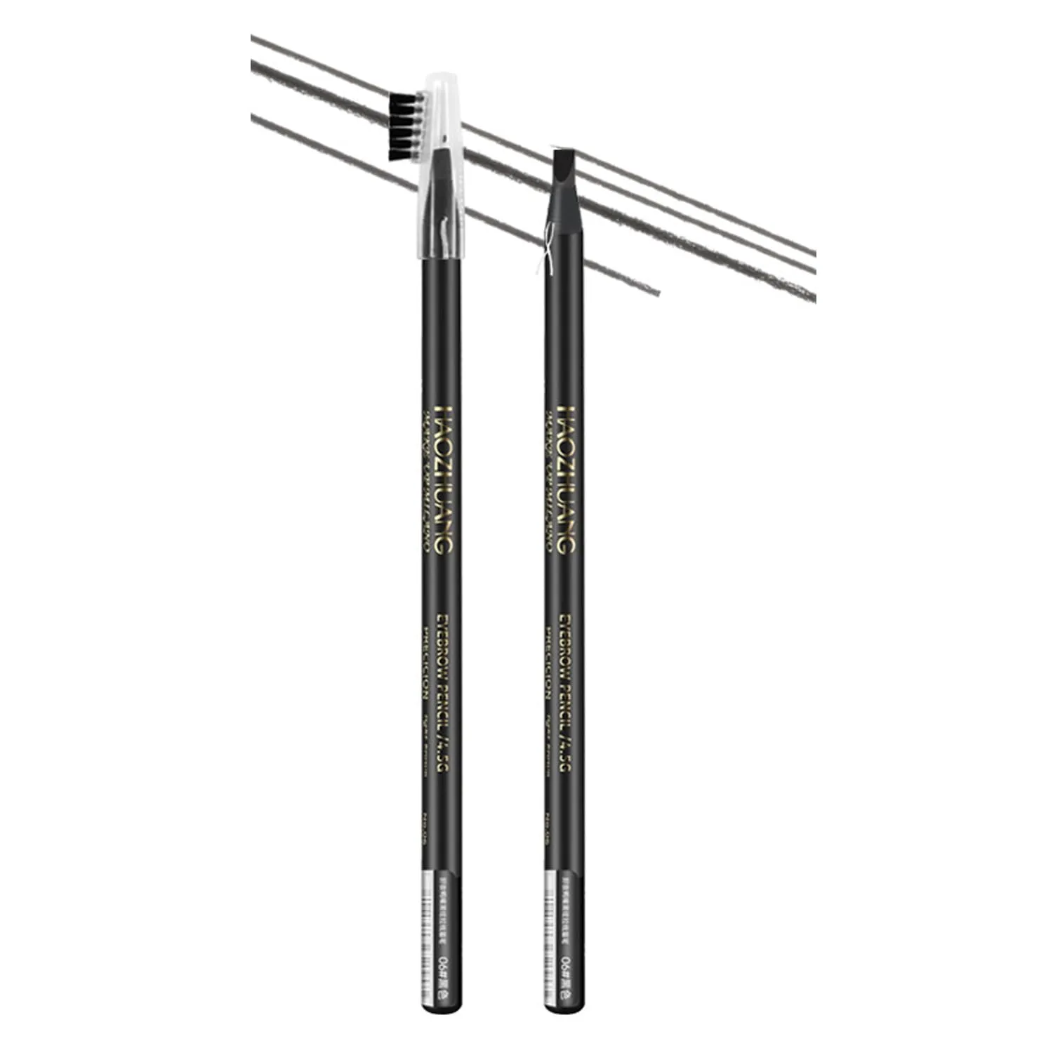 Haozhuang Eyebrow Pencil, 2PCS Haozhuang Pull Eyebrow Pencil, Haozhuang Waterproof Long Lasting Eyebrow Pencil, Haozhuang Microblading Eyebrow Pen, Haozhuang Make Up Eyebrow Pen (Black)
