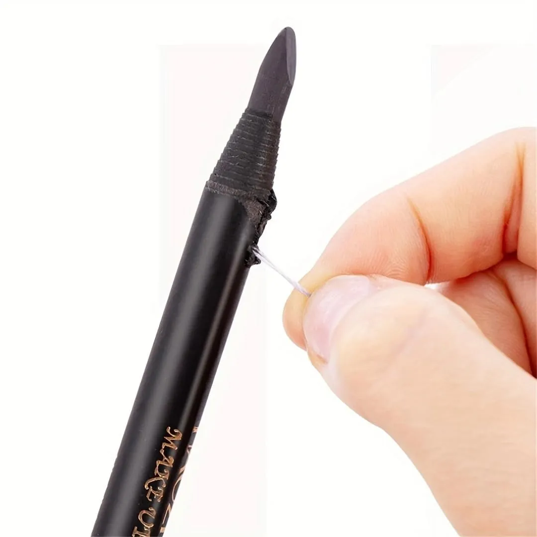 Haozhuang Eyebrow Pencil, 2PCS Haozhuang Pull Eyebrow Pencil, Haozhuang Waterproof Long Lasting Eyebrow Pencil, Haozhuang Microblading Eyebrow Pen, Haozhuang Make Up Eyebrow Pen (Black)