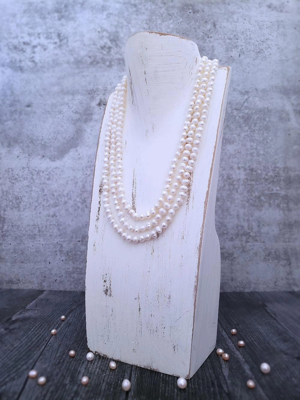 Ivory Pearl Necklace - Infinity Style - Rounds