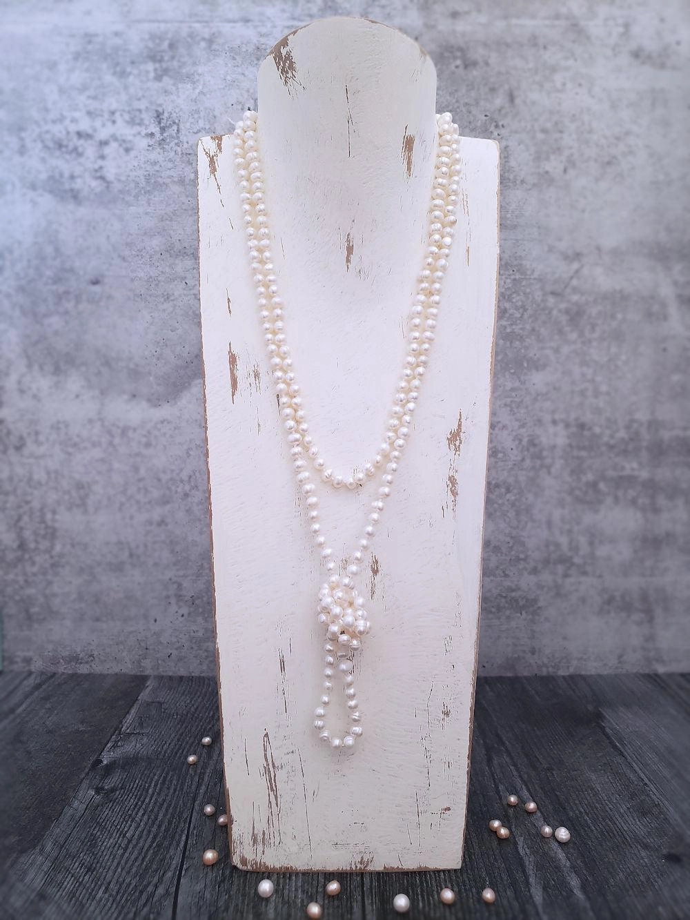 Ivory Pearl Necklace - Infinity Style - Rounds