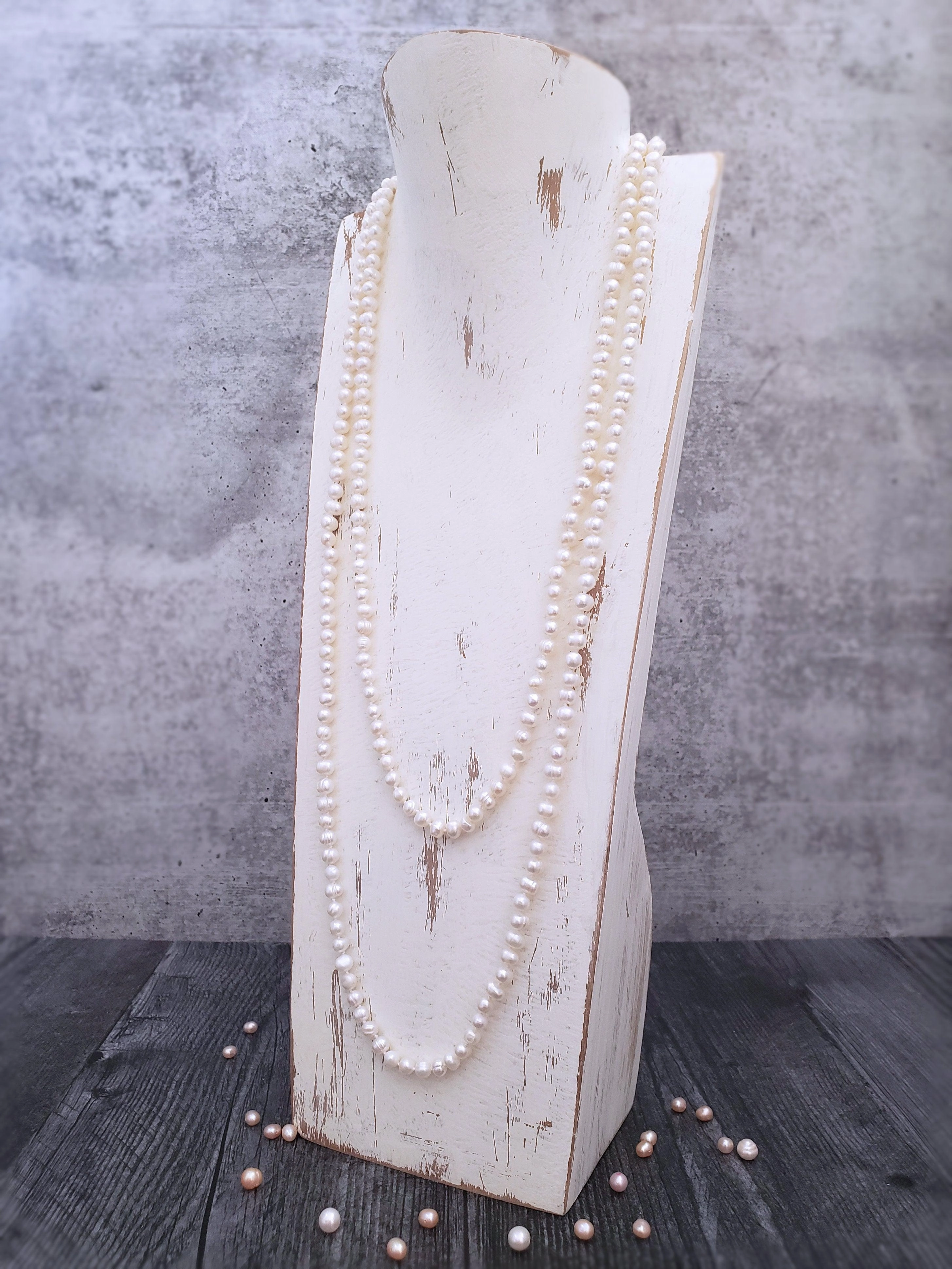 Ivory Pearl Necklace - Infinity Style - Rounds