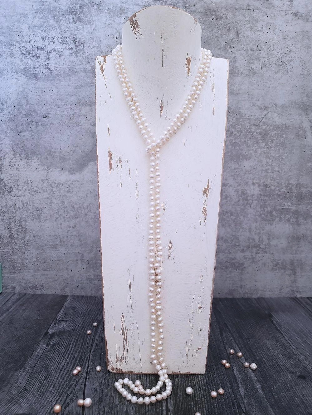 Ivory Pearl Necklace - Infinity Style - Rounds