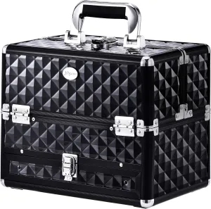 Joligrace Makeup Train Cases Professional Travel Makeup Cosmetic Cases Organizer Portable Box with Drawer Black