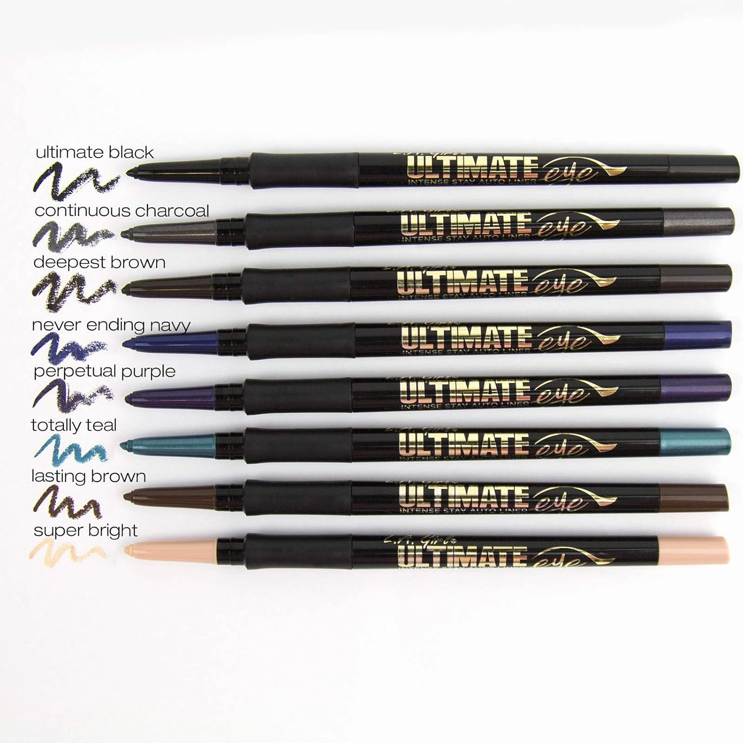 L.A. Girl Ultimate Intense Stay Auto Eyeliner, Ultimate Black, 0.01 oz. (Pack of 3)