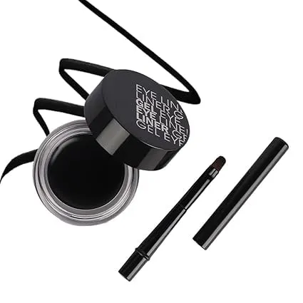 Long Lasting Waterproof Gel Eye Liner with Smudger for Women | Llong Wearing Paraben-Free | High Intensity Pigments | Last for All Day Long Work Great with Eyebrow (Black) 5gm