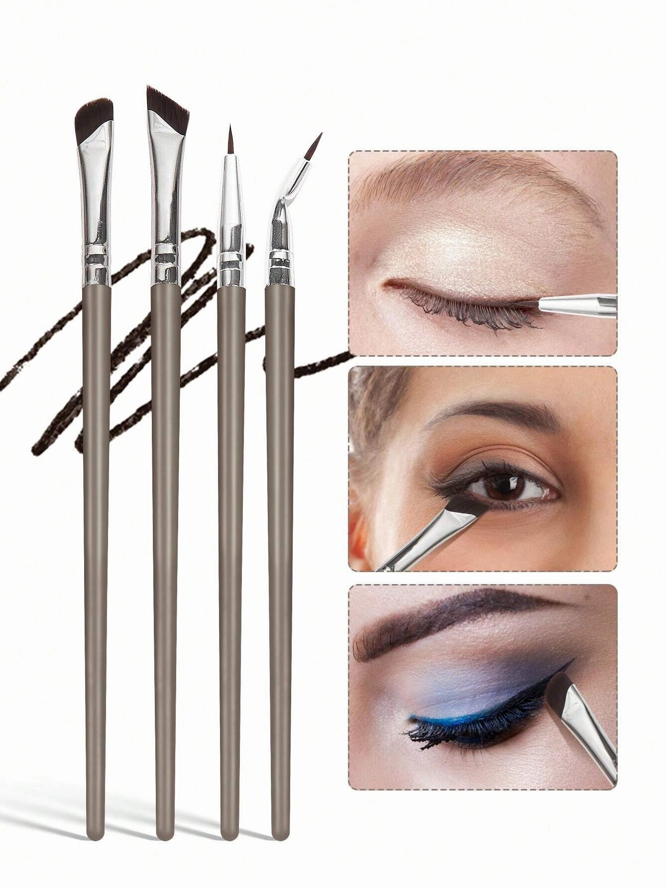 MAANGE 4pcs Professional Eye Makeup Brush Set,Eye Shadow Brush,Eyebrow Brush,Eyeliner Brush,Makeup Tools With Soft Fiber For Easy Carrying,Brush For Travel
