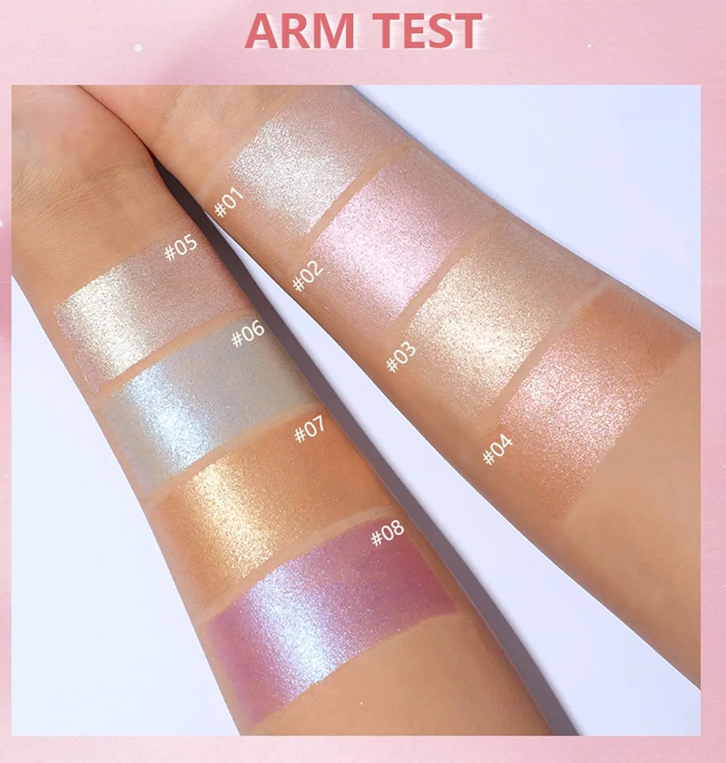 MAEPEOR Face Highlighter Palette 8 Colors Shimmer Glitter Pearl Highlighter Powder Sparkly Diamond Highlighting Palette for Face Cheek (08 Purple)
