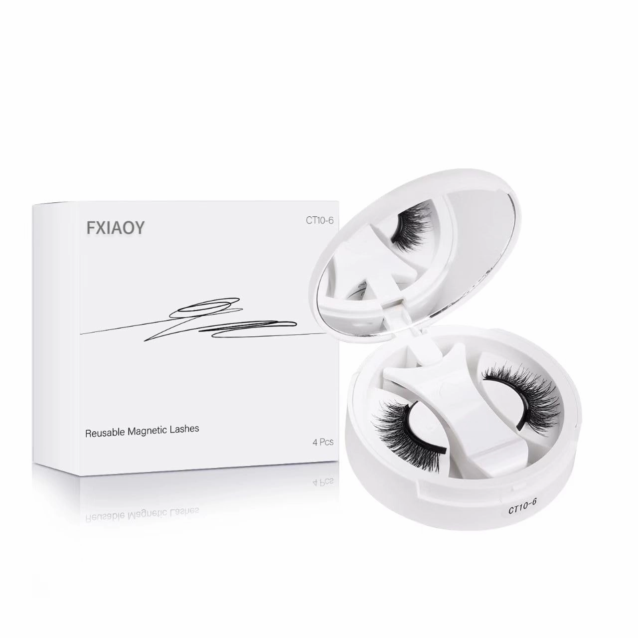 Magnetic Eyelashes, Magnetic Eyelashes No Glue or Eyeliner, Waterproof, Lightweight, Natural Makeup No.CT10-6 BLACK