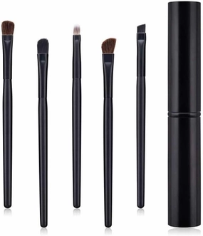 Makeup Brush 5 Pcs/Set Eye Makeup Brushes Nylon Fiber Blending Eyeliner Eyelash Eyebrow Eye Shadow Brush Cosmetics Tool with Brush Box Cosmetic Products (Color : Black)