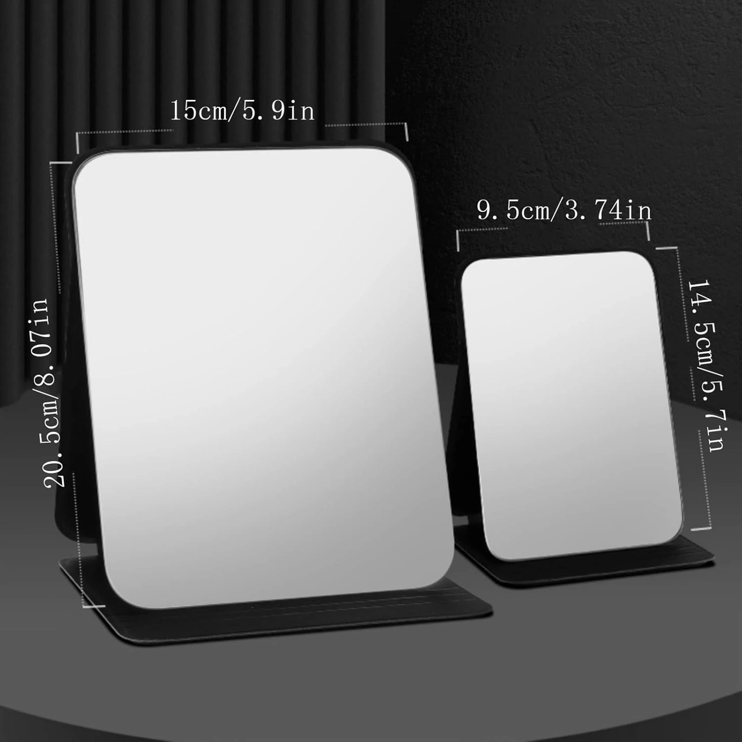 Makeup Mirror Desktop Foldable Makeup Mirror Home Portable Simple Large Desktop Makeup Mirror High-Definition Makeup Mirror Lighted Makeup Mirror(Black,Small)