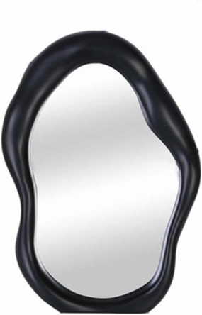 Makeup Mirror Irregular Tabletop Mirror Dressing Table Makeup Mirror HD Mirror Home Bedroom Tabletop Decoration Mirror Solid Color Abnormity Tabletop Vanity Mirror(Black)