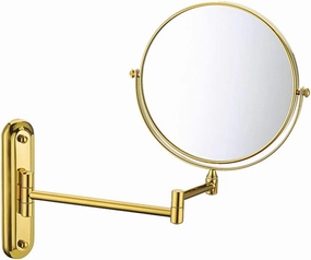 Makeup Mirror Wall Mounted, Adjustable Double Sided Rotating Vanity Mirror 3X Magnifying Folding Beauty Mirror,Gold_8 inch