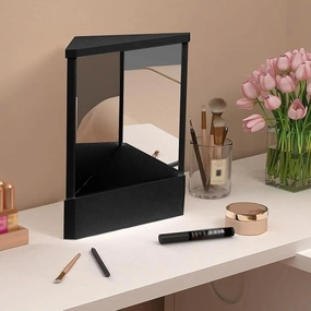 Non Reversing Mirror,Small True Mirror,True Image Reflection,Real Reflection Non-reversing Mirrors,Precision True Images Real Reflection,Desktop Mirror for Makeup Vanity & Beauty (Black, Small)