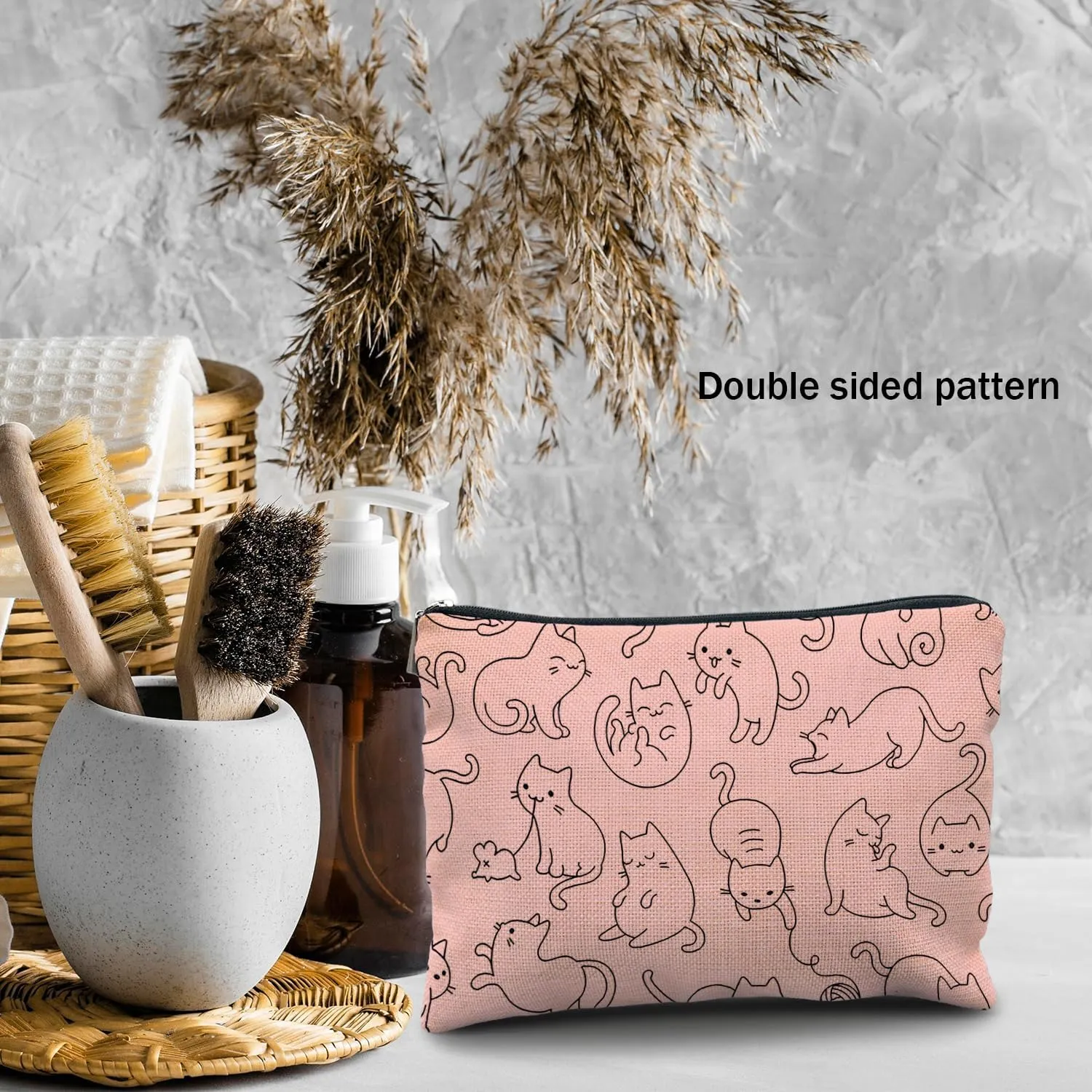 Pink Makeup Bag - Cat Mom Gifts for Women & Girls