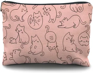 Pink Makeup Bag - Cat Mom Gifts for Women & Girls