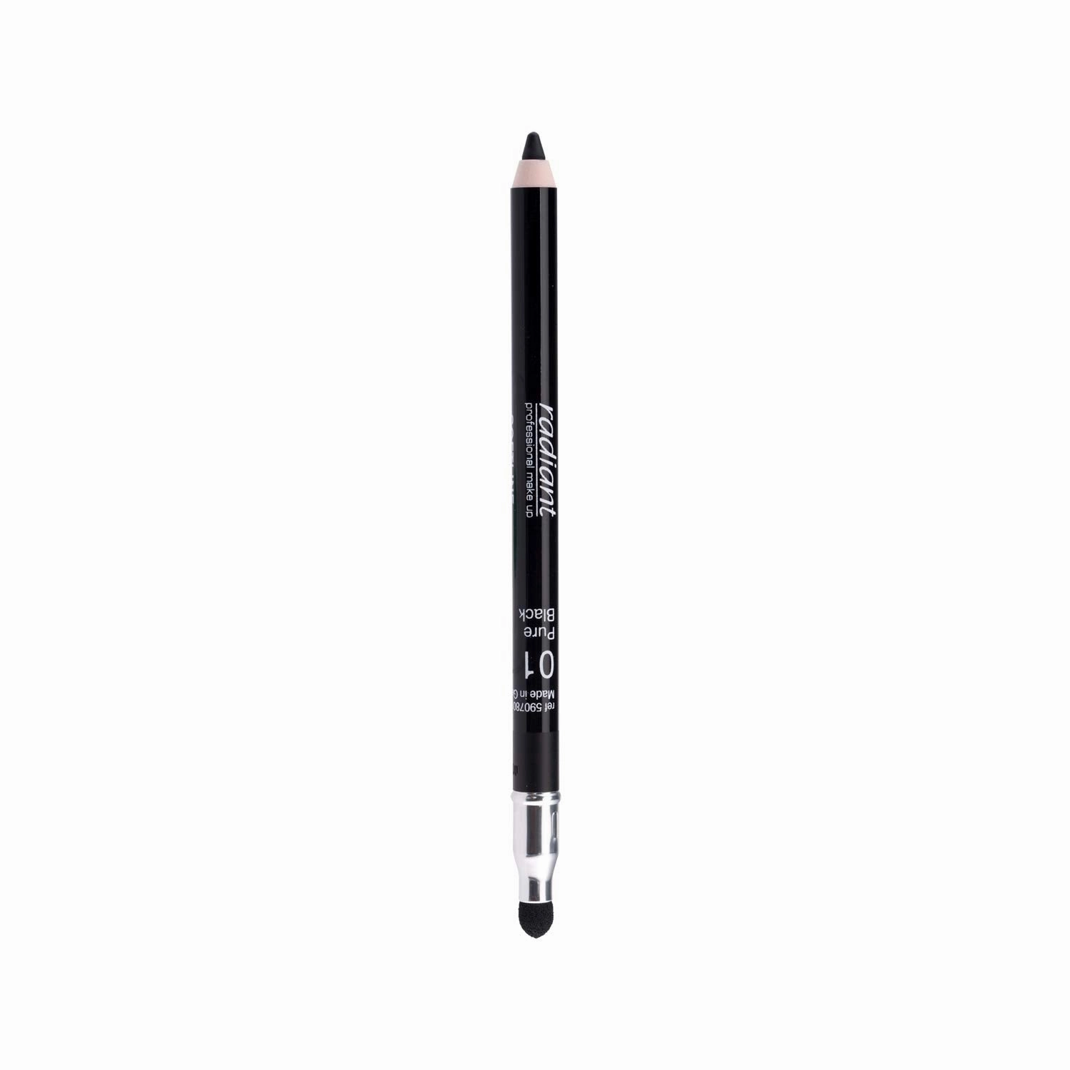 Radiant Professional Softline Waterproof Eye Pencil, Ultra Soft Eyeliner with Smudger for the Perfect Smokey Eye, Long Lasting Pencil Liner with Vitamin E & Jojoba Oil, Pure Black (01)