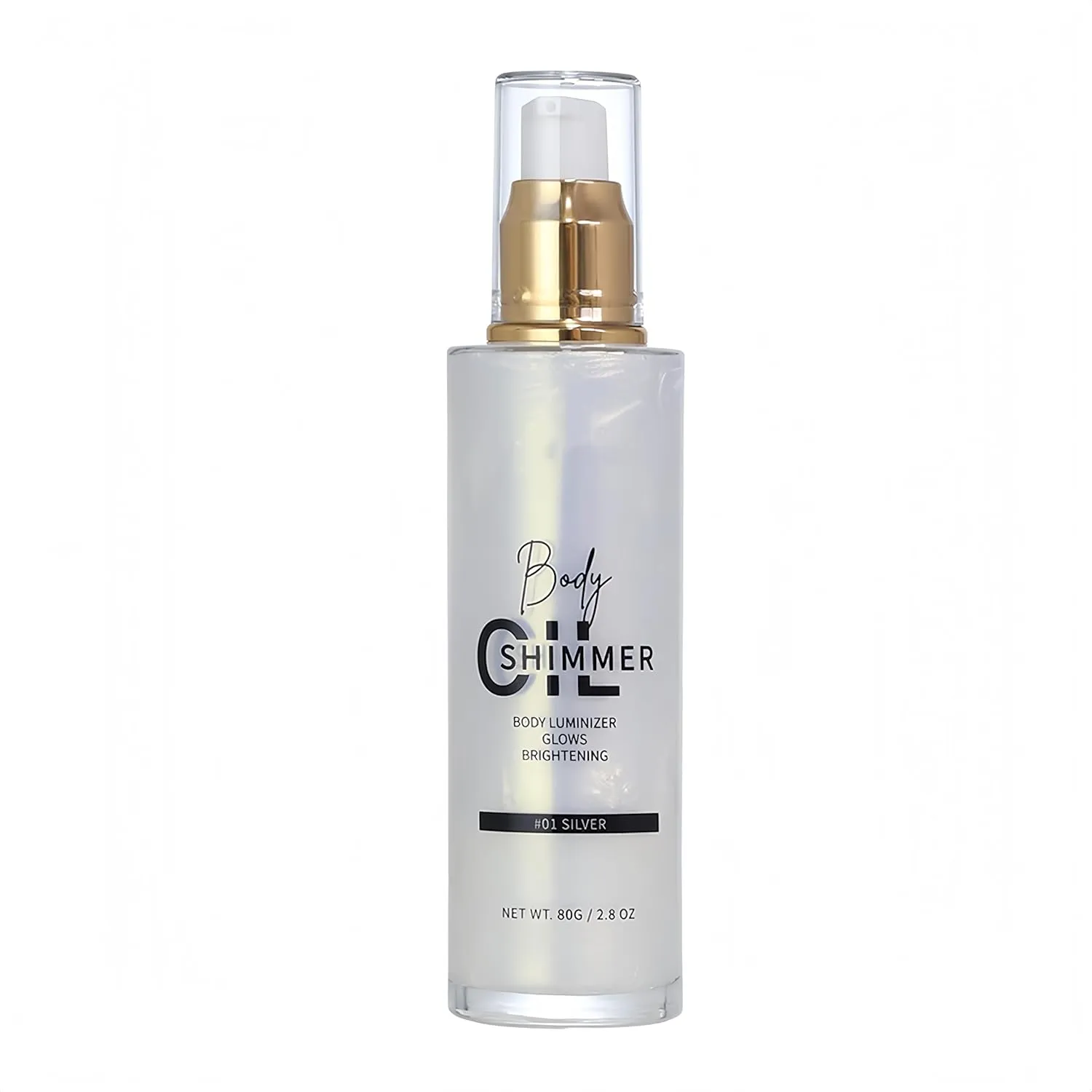 Shimmer Body Luminizer 5 Color Waterproof Smooth Face Body Glow Illuminator Non-sticky Liquid Body Highlight Illuminator for Face & Body & Leg (80 ML, 01 Pearl White)